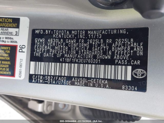 Photo 8 VIN: 4T1BF1FK3EU760201 - NISSAN SENTRA 