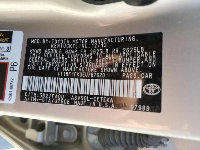 Photo 12 VIN: 4T1BF1FK3EU767620 - TOYOTA CAMRY 