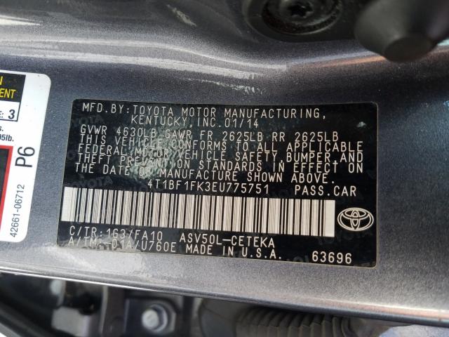 Photo 9 VIN: 4T1BF1FK3EU775751 - TOYOTA CAMRY L 