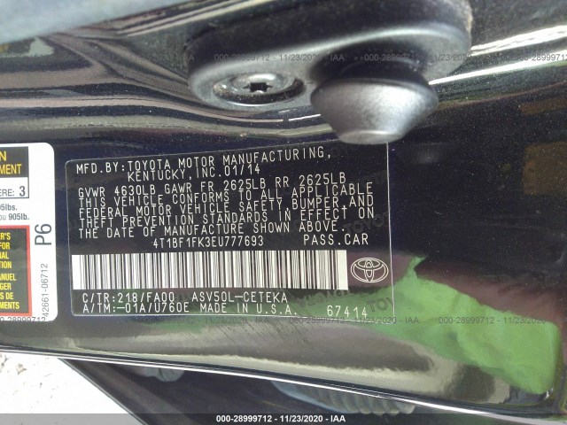 Photo 8 VIN: 4T1BF1FK3EU777693 - TOYOTA CAMRY 