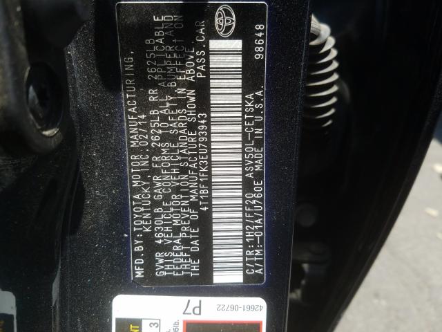 Photo 9 VIN: 4T1BF1FK3EU793943 - TOYOTA CAMRY L 