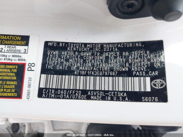 Photo 8 VIN: 4T1BF1FK3EU797667 - TOYOTA CAMRY 