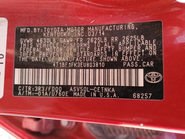 Photo 12 VIN: 4T1BF1FK3EU803810 - TOYOTA CAMRY L 