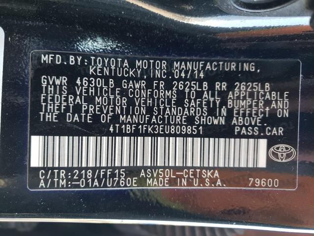 Photo 11 VIN: 4T1BF1FK3EU809851 - TOYOTA CAMRY L 