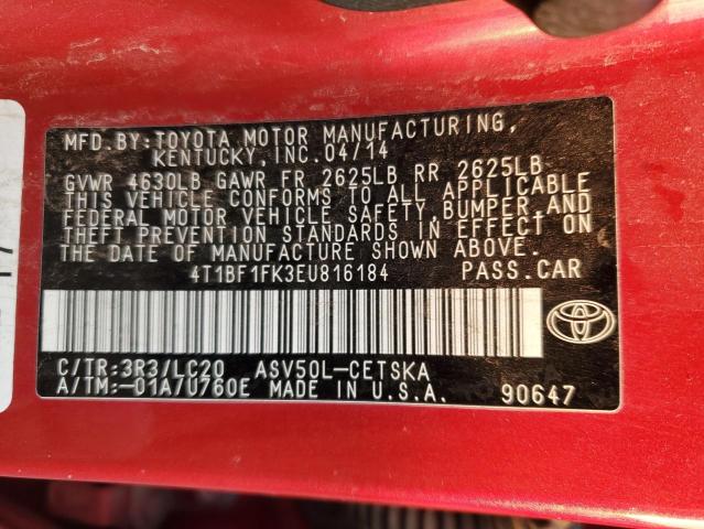 Photo 11 VIN: 4T1BF1FK3EU816184 - TOYOTA CAMRY L 