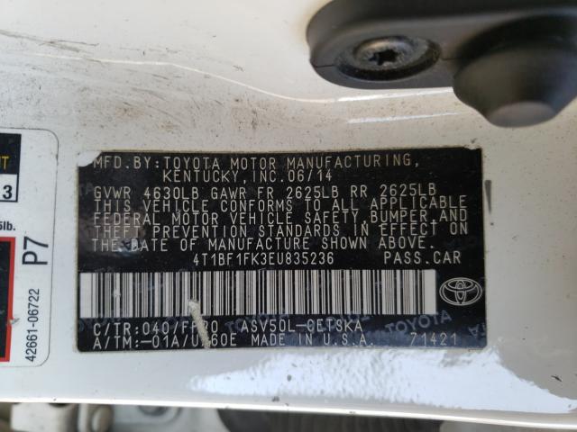 Photo 9 VIN: 4T1BF1FK3EU835236 - TOYOTA CAMRY L 