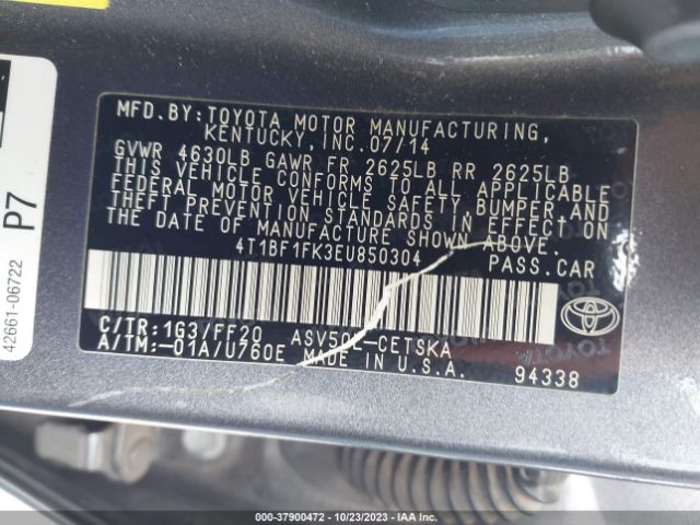 Photo 8 VIN: 4T1BF1FK3EU850304 - TOYOTA CAMRY 