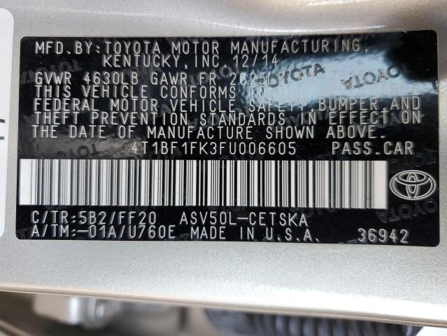 Photo 9 VIN: 4T1BF1FK3FU006605 - TOYOTA CAMRY LE 