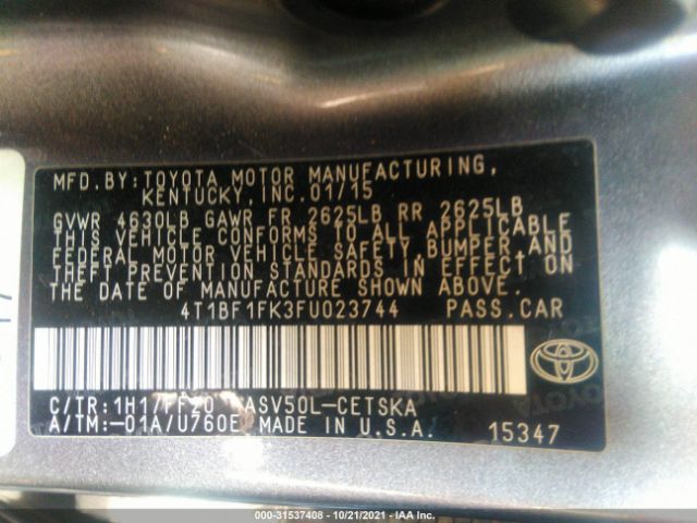 Photo 8 VIN: 4T1BF1FK3FU023744 - TOYOTA CAMRY 