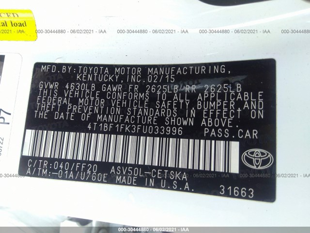 Photo 8 VIN: 4T1BF1FK3FU033996 - TOYOTA CAMRY 