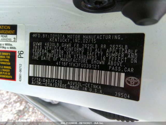 Photo 8 VIN: 4T1BF1FK3FU039121 - TOYOTA CAMRY 