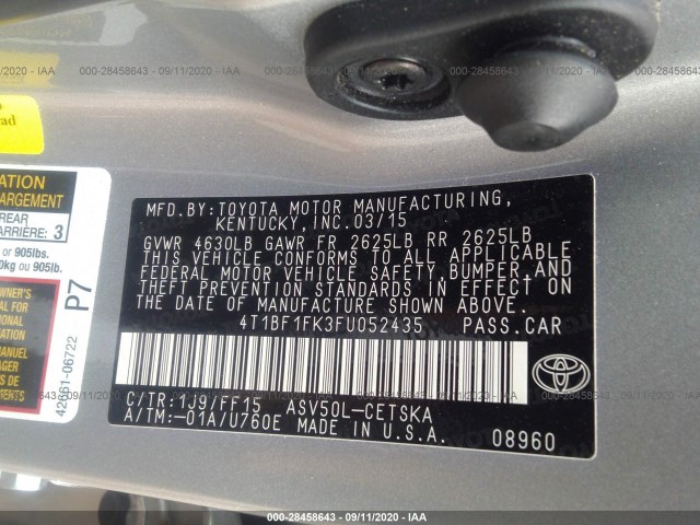 Photo 8 VIN: 4T1BF1FK3FU052435 - TOYOTA CAMRY 