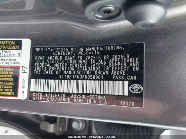 Photo 8 VIN: 4T1BF1FK3FU058901 - TOYOTA CAMRY 