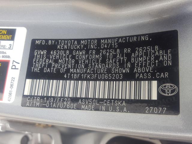 Photo 9 VIN: 4T1BF1FK3FU065203 - TOYOTA CAMRY LE 