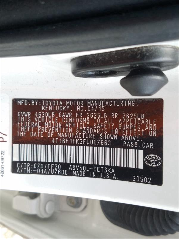 Photo 9 VIN: 4T1BF1FK3FU067663 - TOYOTA CAMRY LE 