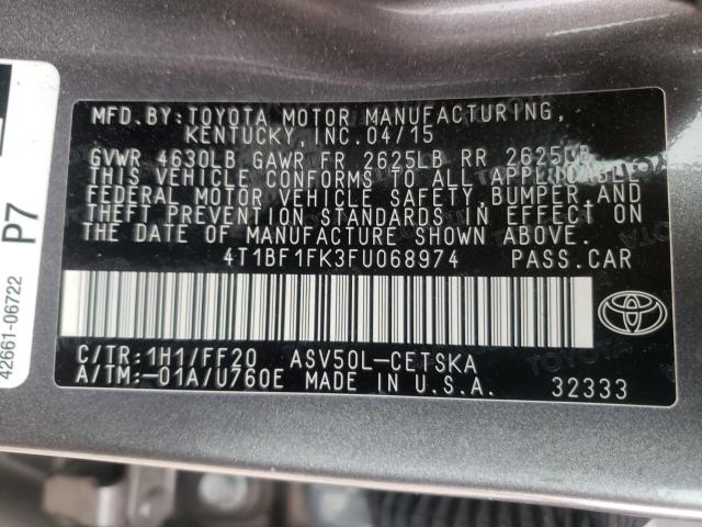 Photo 9 VIN: 4T1BF1FK3FU068974 - TOYOTA CAMRY LE 