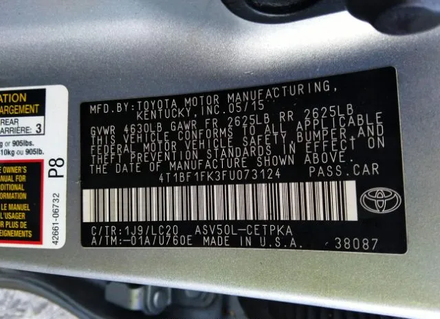 Photo 8 VIN: 4T1BF1FK3FU073124 - TOYOTA CAMRY 