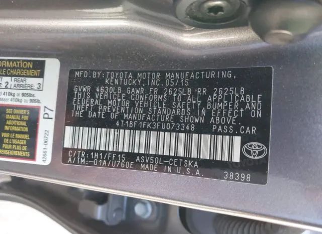 Photo 8 VIN: 4T1BF1FK3FU073348 - TOYOTA CAMRY 