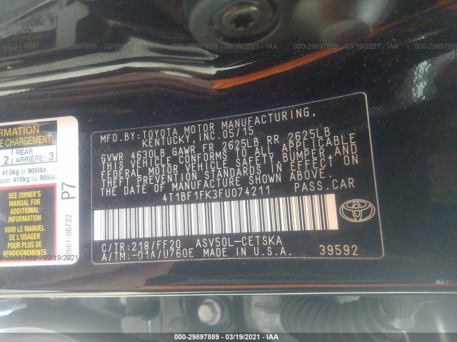 Photo 8 VIN: 4T1BF1FK3FU074211 - TOYOTA CAMRY 