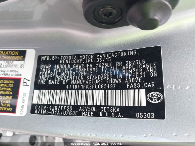 Photo 8 VIN: 4T1BF1FK3FU085497 - TOYOTA CAMRY 