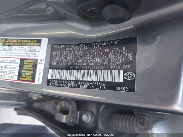 Photo 8 VIN: 4T1BF1FK3FU088805 - TOYOTA CAMRY 