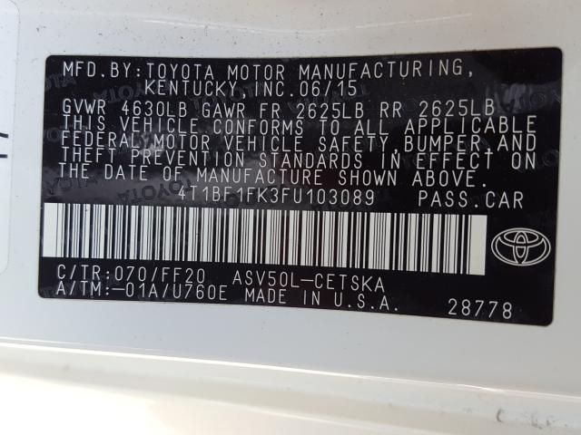 Photo 9 VIN: 4T1BF1FK3FU103089 - TOYOTA CAMRY LE 