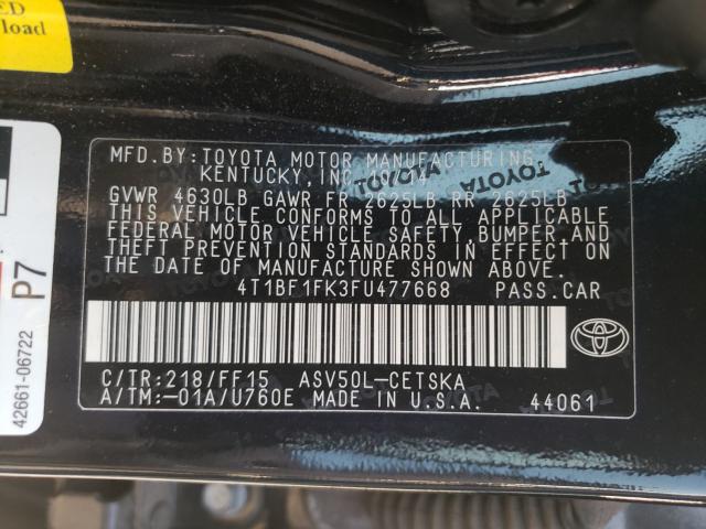 Photo 9 VIN: 4T1BF1FK3FU477668 - TOYOTA CAMRY LE 