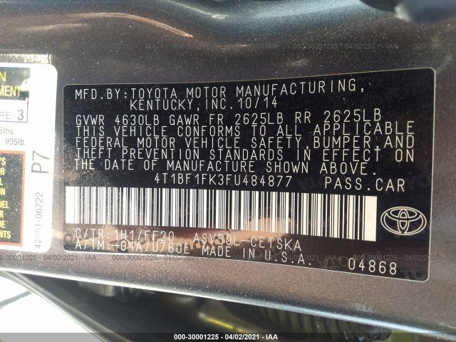 Photo 8 VIN: 4T1BF1FK3FU484877 - TOYOTA CAMRY 