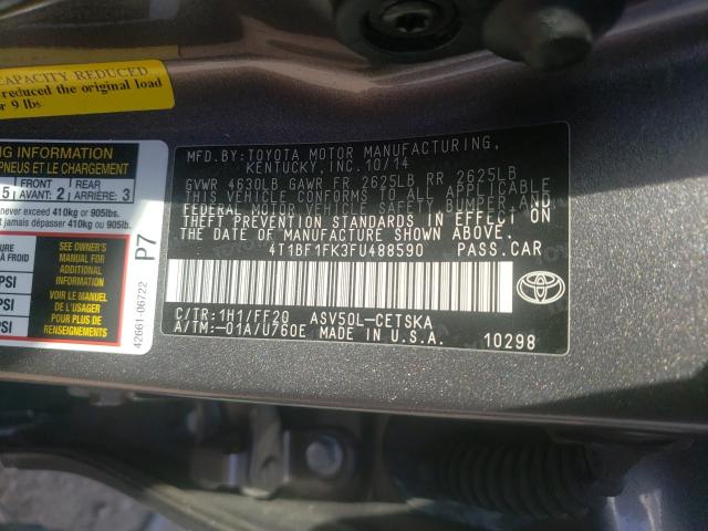 Photo 9 VIN: 4T1BF1FK3FU488590 - TOYOTA CAMRY LE 