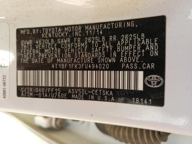 Photo 9 VIN: 4T1BF1FK3FU494020 - TOYOTA CAMRY LE 