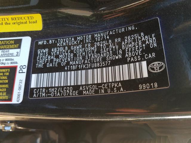 Photo 9 VIN: 4T1BF1FK3FU883577 - TOYOTA CAMRY 