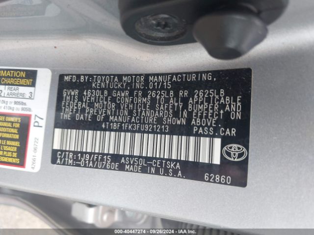 Photo 8 VIN: 4T1BF1FK3FU921213 - TOYOTA CAMRY 