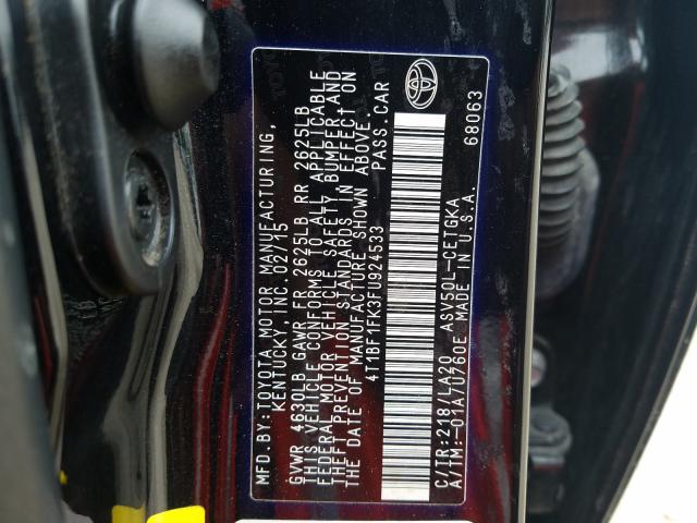 Photo 9 VIN: 4T1BF1FK3FU924533 - TOYOTA CAMRY LE 