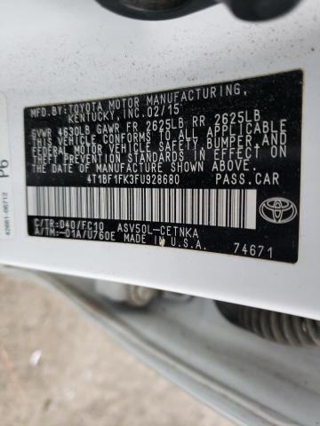 Photo 9 VIN: 4T1BF1FK3FU928680 - TOYOTA CAMRY LE 