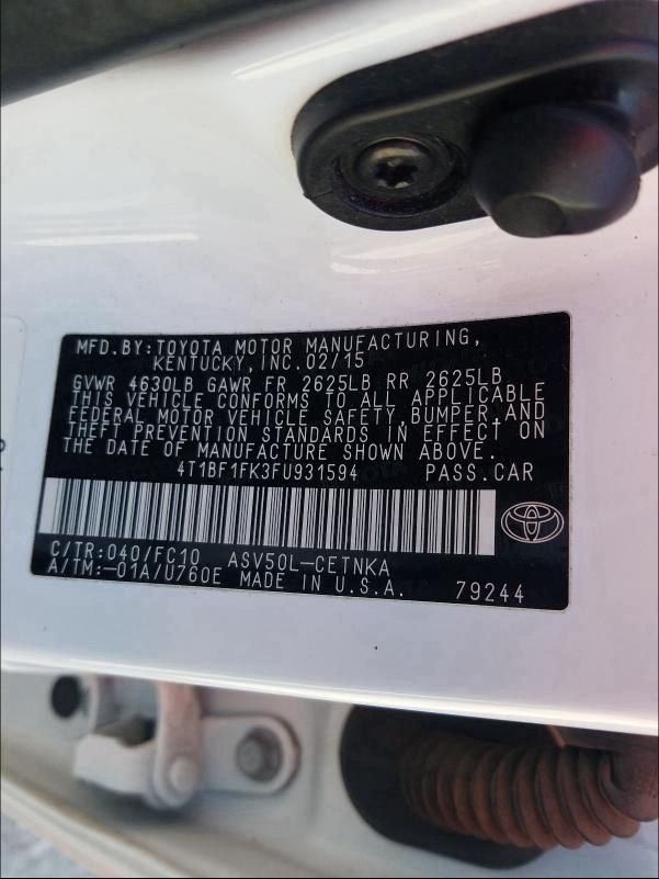 Photo 9 VIN: 4T1BF1FK3FU931594 - TOYOTA CAMRY LE 