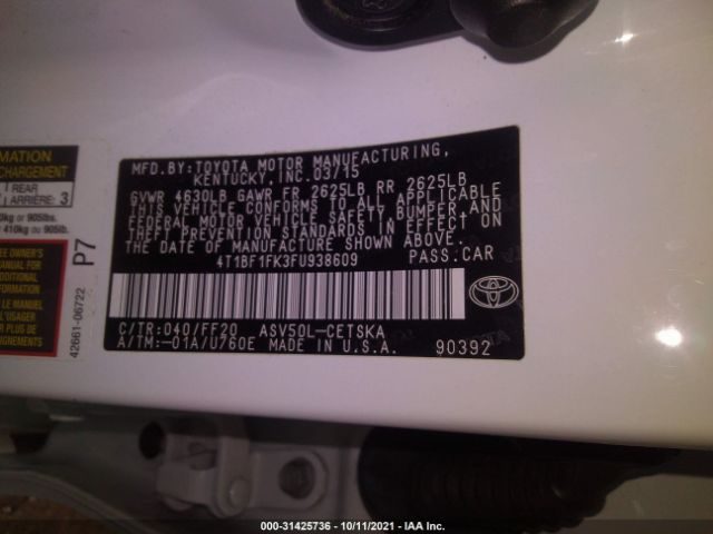 Photo 8 VIN: 4T1BF1FK3FU938609 - TOYOTA CAMRY 