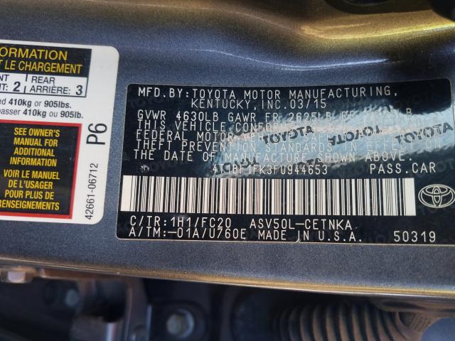 Photo 9 VIN: 4T1BF1FK3FU944653 - TOYOTA CAMRY LE 