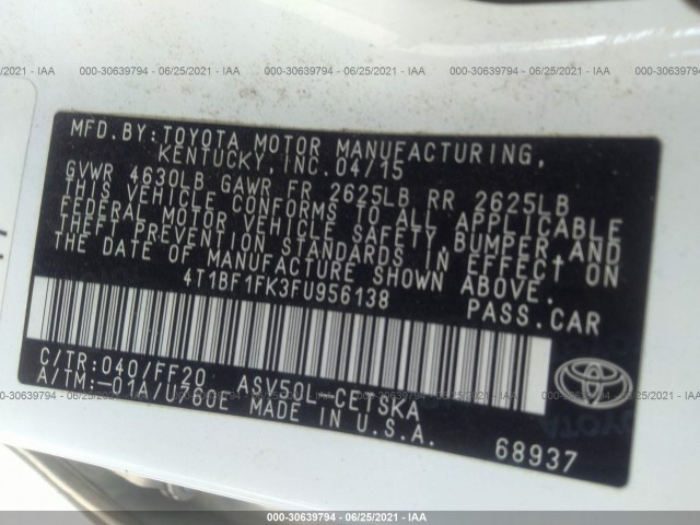 Photo 8 VIN: 4T1BF1FK3FU956138 - TOYOTA CAMRY 