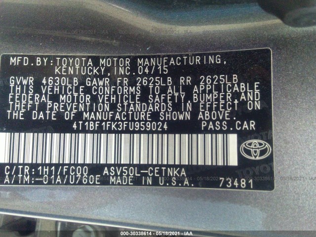 Photo 8 VIN: 4T1BF1FK3FU959024 - TOYOTA CAMRY 