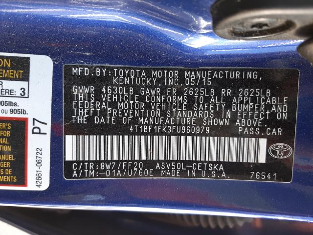 Photo 9 VIN: 4T1BF1FK3FU960979 - TOYOTA CAMRY 