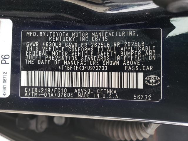 Photo 9 VIN: 4T1BF1FK3FU973733 - TOYOTA CAMRY LE 