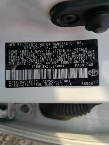 Photo 9 VIN: 4T1BF1FK3FU974803 - TOYOTA CAMRY LE 