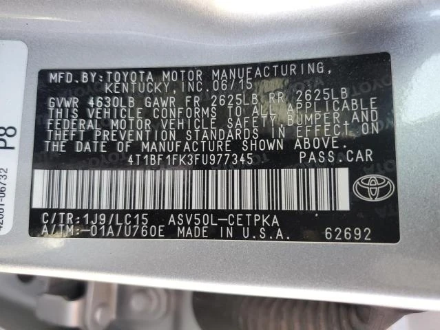 Photo 11 VIN: 4T1BF1FK3FU977345 - TOYOTA CAMRY LE 