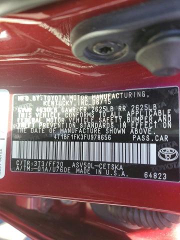 Photo 11 VIN: 4T1BF1FK3FU978656 - TOYOTA CAMRY 