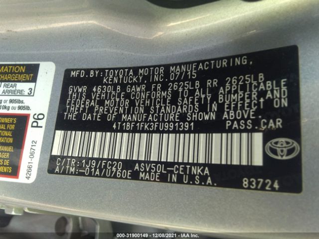 Photo 8 VIN: 4T1BF1FK3FU991391 - TOYOTA CAMRY 