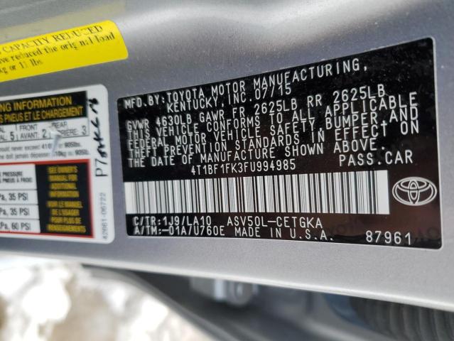 Photo 11 VIN: 4T1BF1FK3FU994985 - TOYOTA CAMRY LE 