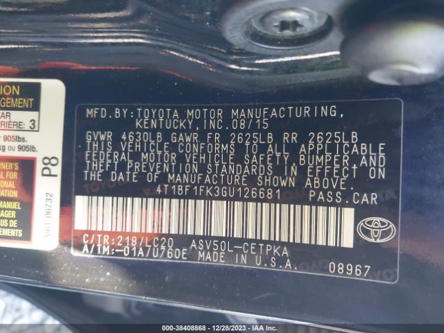 Photo 8 VIN: 4T1BF1FK3GU126681 - TOYOTA CAMRY 