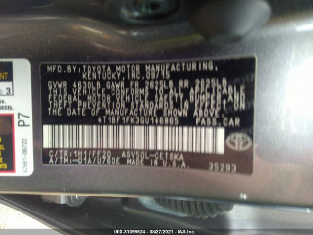 Photo 8 VIN: 4T1BF1FK3GU146865 - TOYOTA CAMRY 