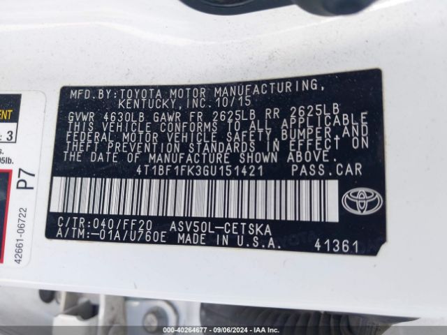 Photo 8 VIN: 4T1BF1FK3GU151421 - TOYOTA CAMRY 