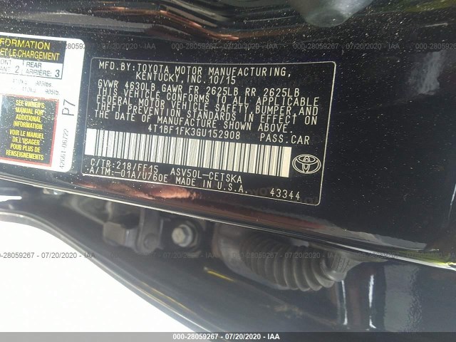 Photo 8 VIN: 4T1BF1FK3GU152908 - TOYOTA CAMRY 